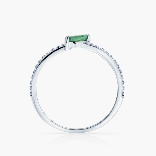 Pierścionek zaręczynowy SAVICKI: białe złoto, szmaragd